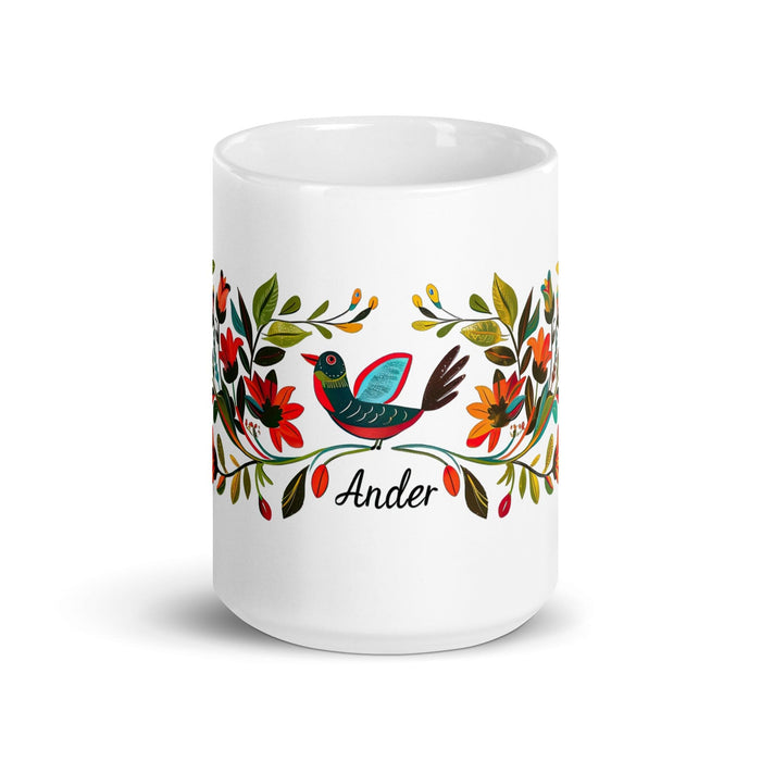 Ander Exclusive Name Art Piece Home Office Work Coffee Mug Mexican Spanish Pride Gift Cup One-Of-A-Kind Calligraphy White Glossy Mug | A3 Mexicada