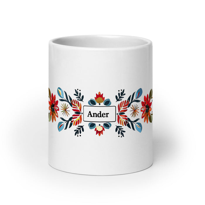 Ander Exclusive Name Art Piece Home Office Work Coffee Mug Mexican Spanish Pride Gift Cup One - Of - A - Kind Calligraphy White Glossy Mug | A4 - Mexicada