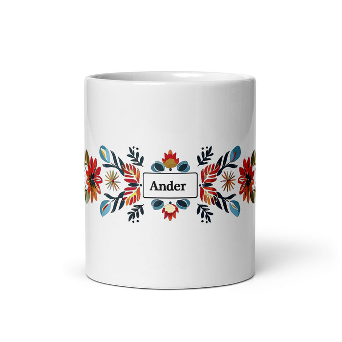 Ander Exclusive Name Art Piece Home Office Work Coffee Mug Mexican Spanish Pride Gift Cup One - Of - A - Kind Calligraphy White Glossy Mug | A4 - Mexicada