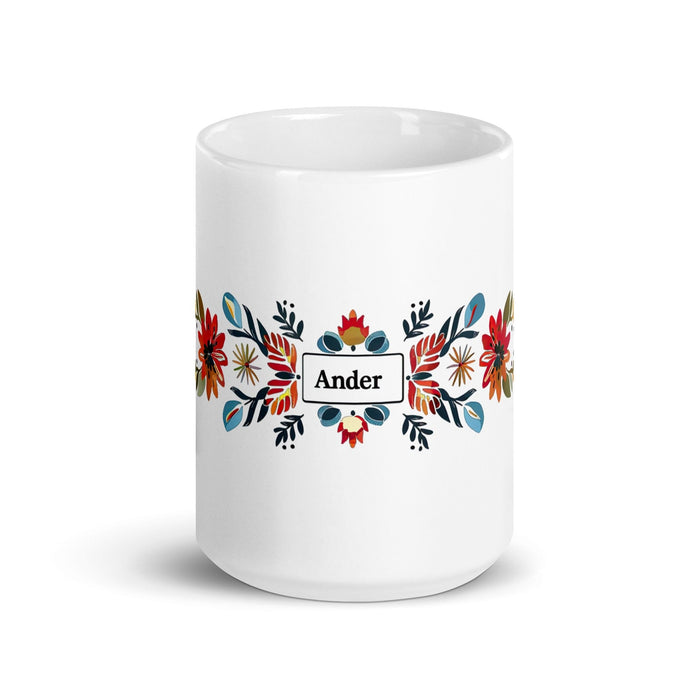 Ander Exclusive Name Art Piece Home Office Work Coffee Mug Mexican Spanish Pride Gift Cup One-Of-A-Kind Calligraphy White Glossy Mug | A4 Mexicada