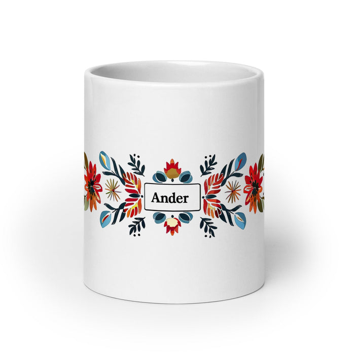 Ander Exclusive Name Art Piece Home Office Work Coffee Mug Mexican Spanish Pride Gift Cup One-Of-A-Kind Calligraphy White Glossy Mug | A4 Mexicada