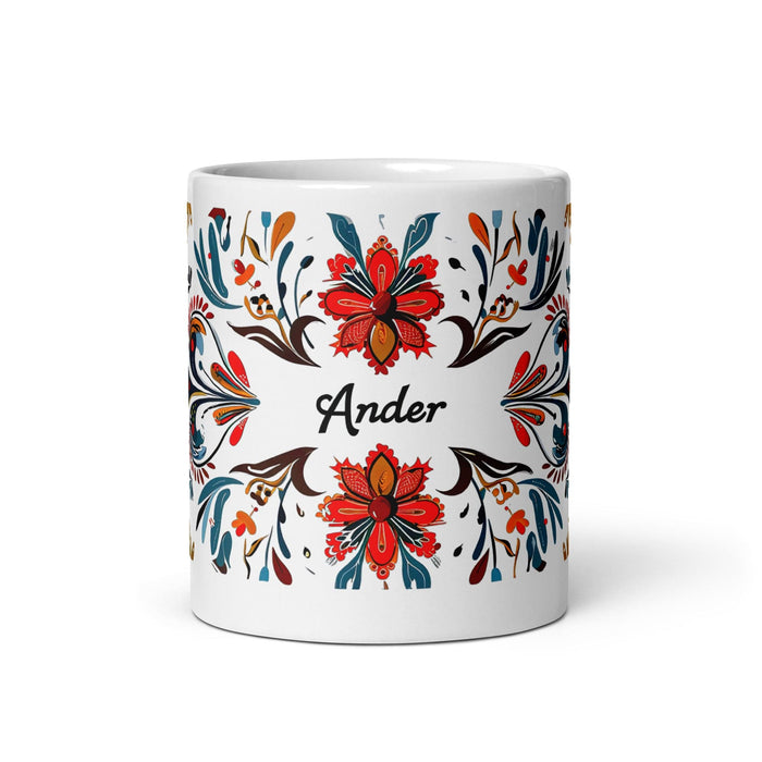 Ander Exclusive Name Art Piece Home Office Work Coffee Mug Mexican Spanish Pride Gift Cup One-Of-A-Kind Calligraphy White Glossy Mug | A6 Mexicada