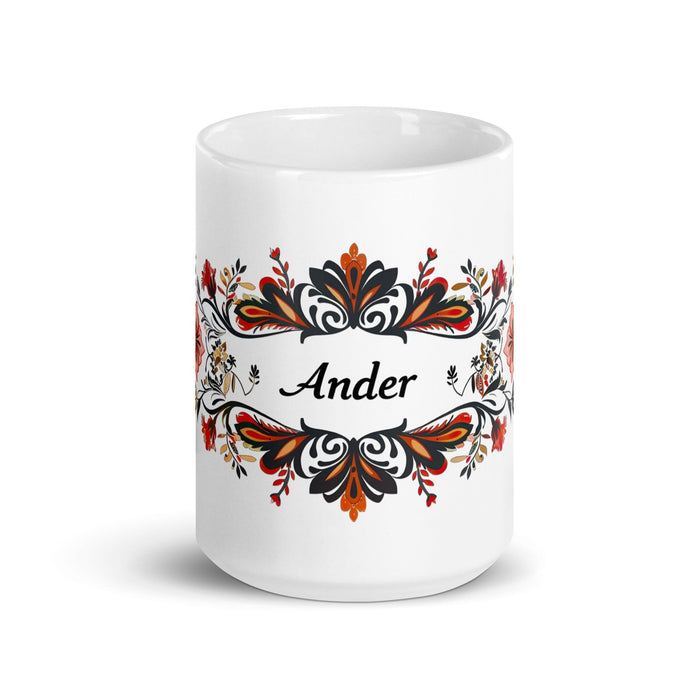 Ander Exclusive Name Art Piece Home Office Work Coffee Mug Mexican Spanish Pride Gift Cup One-Of-A-Kind Calligraphy White Glossy Mug | A7 Mexicada