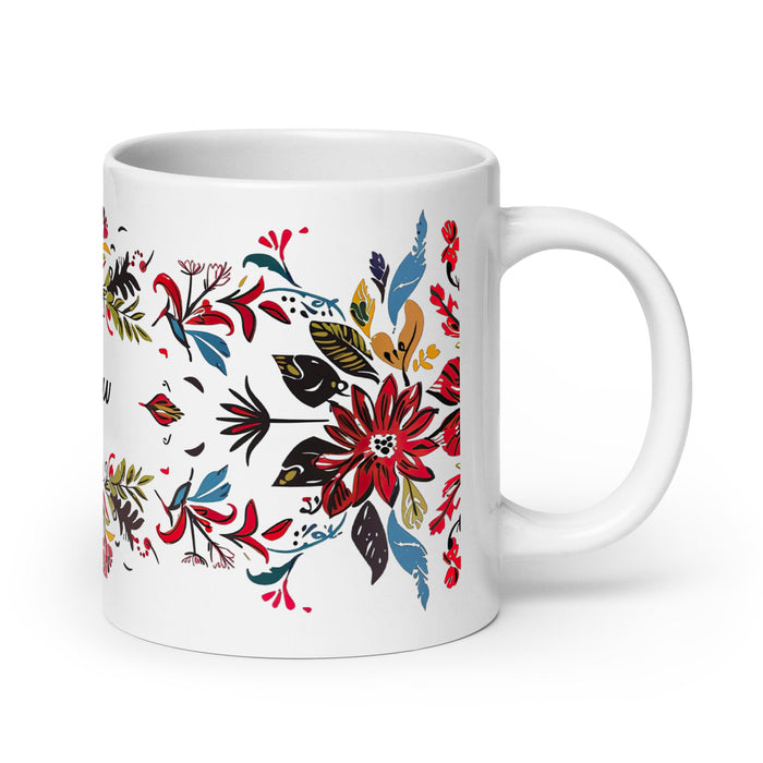 Andrew Exclusive Name Art Piece Home Office Work Coffee Mug Mexican Spanish Pride Gift Cup One - Of - A - Kind Calligraphy White Glossy Mug | A1 - Mexicada