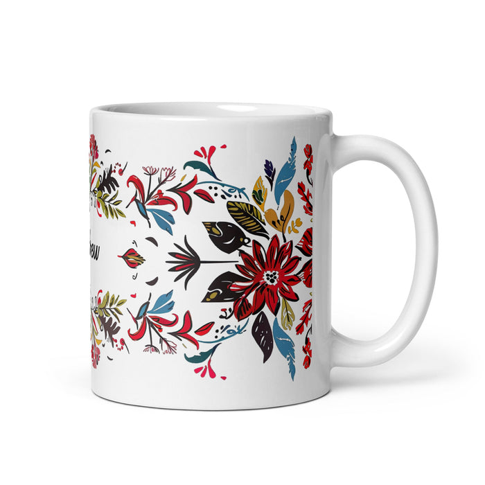 Andrew Exclusive Name Art Piece Home Office Work Coffee Mug Mexican Spanish Pride Gift Cup One - Of - A - Kind Calligraphy White Glossy Mug | A1 - Mexicada