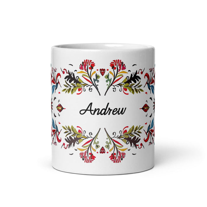 Andrew Exclusive Name Art Piece Home Office Work Coffee Mug Mexican Spanish Pride Gift Cup One-Of-A-Kind Calligraphy White Glossy Mug | A1 Mexicada