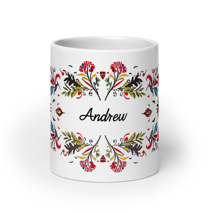 Andrew Exclusive Name Art Piece Home Office Work Coffee Mug Mexican Spanish Pride Gift Cup One-Of-A-Kind Calligraphy White Glossy Mug | A1 Mexicada