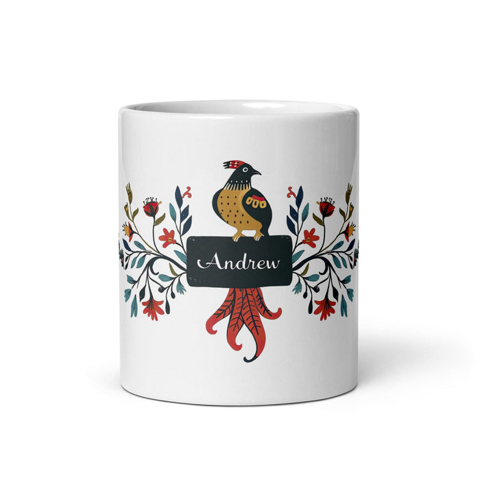 Andrew Exclusive Name Art Piece Home Office Work Coffee Mug Mexican Spanish Pride Gift Cup One-Of-A-Kind Calligraphy White Glossy Mug | A2 Mexicada