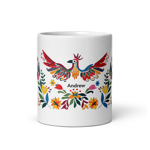 Andrew Exclusive Name Art Piece Home Office Work Coffee Mug Mexican Spanish Pride Gift Cup One-Of-A-Kind Calligraphy White Glossy Mug | A4 Mexicada