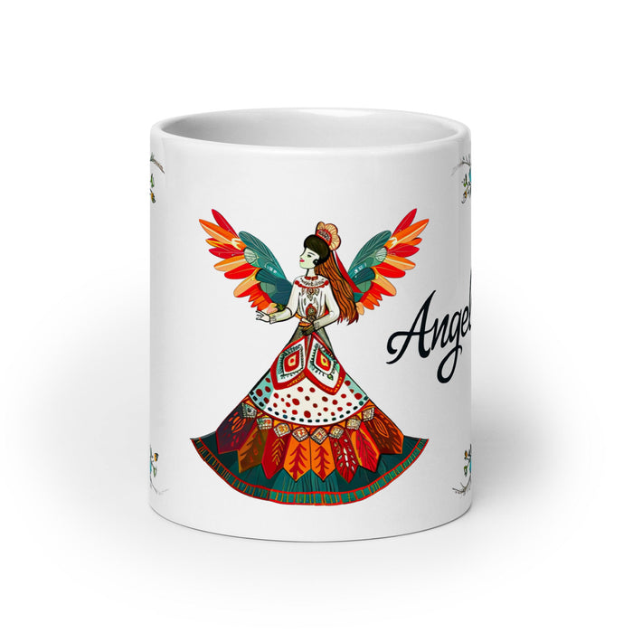 Angel Exclusive Name Art Piece Home Office Work Coffee Mug Mexican Spanish Pride Gift Cup One - Of - A - Kind Calligraphy White Glossy Mug | A2 - Mexicada