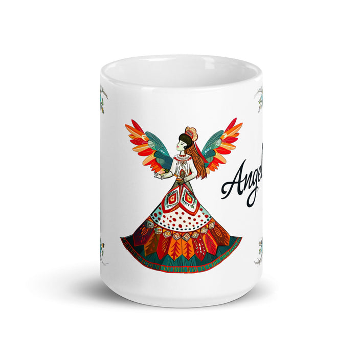 Angel Exclusive Name Art Piece Home Office Work Coffee Mug Mexican Spanish Pride Gift Cup One - Of - A - Kind Calligraphy White Glossy Mug | A2 - Mexicada