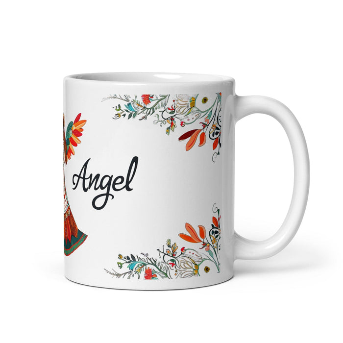 Angel Exclusive Name Art Piece Home Office Work Coffee Mug Mexican Spanish Pride Gift Cup One-Of-A-Kind Calligraphy White Glossy Mug | A2 Mexicada 11 oz