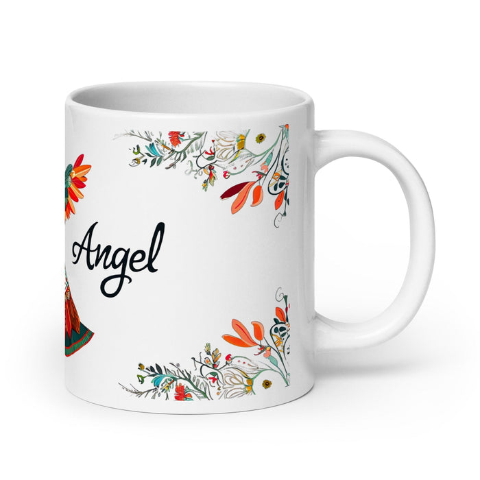 Angel Exclusive Name Art Piece Home Office Work Coffee Mug Mexican Spanish Pride Gift Cup One-Of-A-Kind Calligraphy White Glossy Mug | A2 Mexicada 20 oz