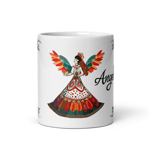 Angel Exclusive Name Art Piece Home Office Work Coffee Mug Mexican Spanish Pride Gift Cup One-Of-A-Kind Calligraphy White Glossy Mug | A2 Mexicada