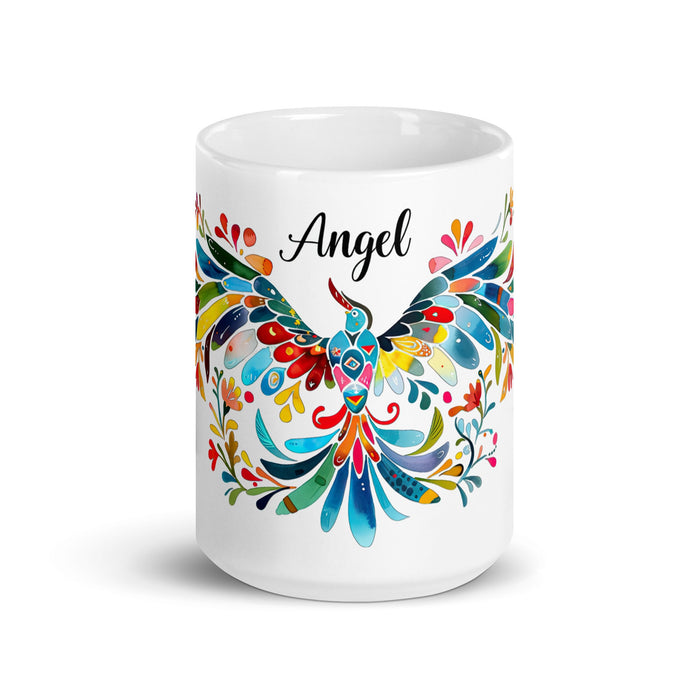 Angel Exclusive Name Art Piece Home Office Work Coffee Mug Mexican Spanish Pride Gift Cup One - Of - A - Kind Calligraphy White Glossy Mug | A3 - Mexicada