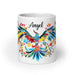 Angel Exclusive Name Art Piece Home Office Work Coffee Mug Mexican Spanish Pride Gift Cup One - Of - A - Kind Calligraphy White Glossy Mug | A3 - Mexicada