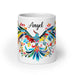 Angel Exclusive Name Art Piece Home Office Work Coffee Mug Mexican Spanish Pride Gift Cup One-Of-A-Kind Calligraphy White Glossy Mug | A3 Mexicada