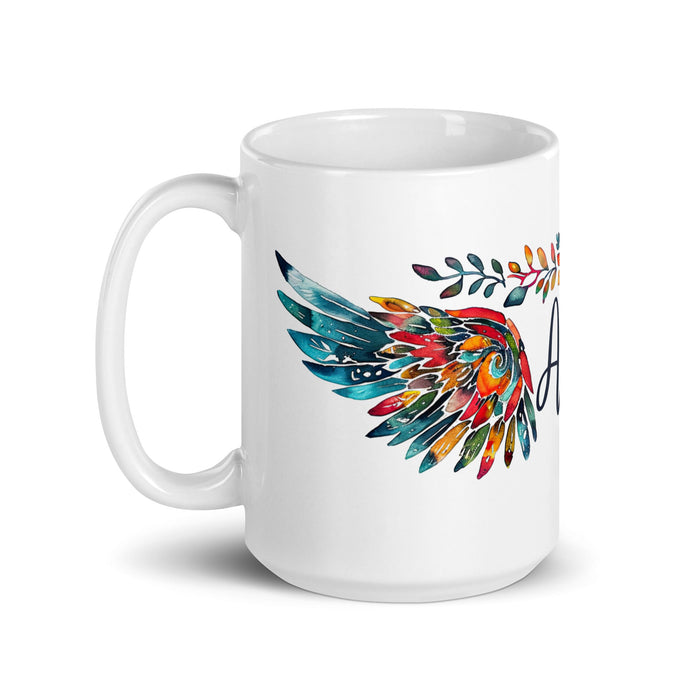 Angel Exclusive Name Art Piece Home Office Work Coffee Mug Mexican Spanish Pride Gift Cup One - Of - A - Kind Calligraphy White Glossy Mug | A4 - Mexicada