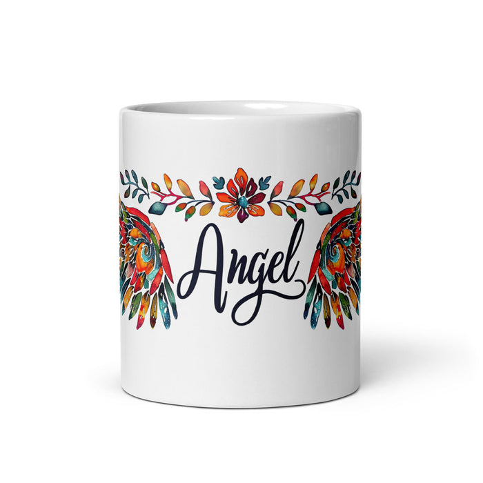 Angel Exclusive Name Art Piece Home Office Work Coffee Mug Mexican Spanish Pride Gift Cup One - Of - A - Kind Calligraphy White Glossy Mug | A4 - Mexicada