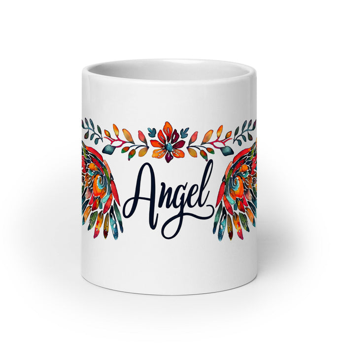 Angel Exclusive Name Art Piece Home Office Work Coffee Mug Mexican Spanish Pride Gift Cup One - Of - A - Kind Calligraphy White Glossy Mug | A4 - Mexicada