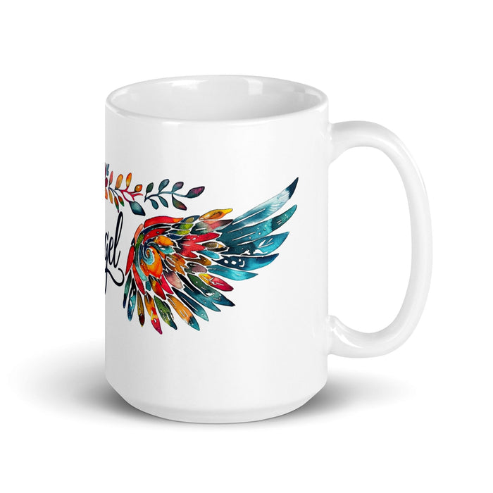 Angel Exclusive Name Art Piece Home Office Work Coffee Mug Mexican Spanish Pride Gift Cup One-Of-A-Kind Calligraphy White Glossy Mug | A4 Mexicada 15 oz