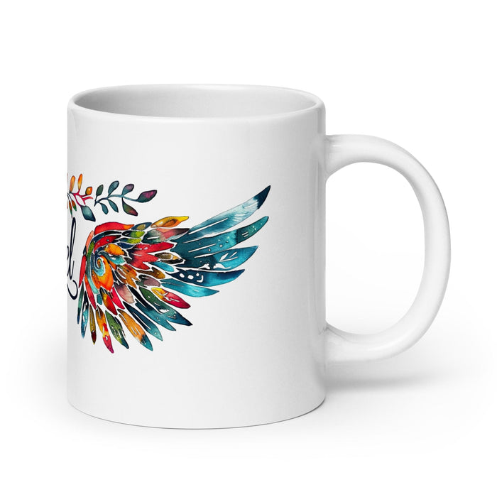 Angel Exclusive Name Art Piece Home Office Work Coffee Mug Mexican Spanish Pride Gift Cup One-Of-A-Kind Calligraphy White Glossy Mug | A4 Mexicada 20 oz