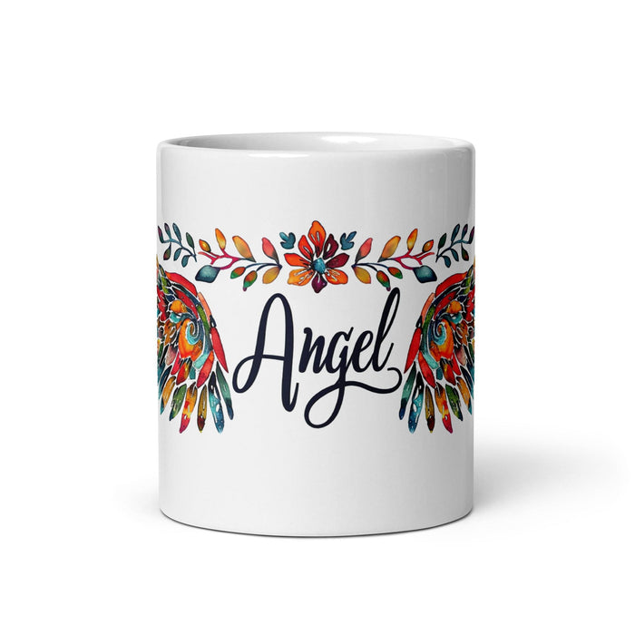 Angel Exclusive Name Art Piece Home Office Work Coffee Mug Mexican Spanish Pride Gift Cup One-Of-A-Kind Calligraphy White Glossy Mug | A4 Mexicada