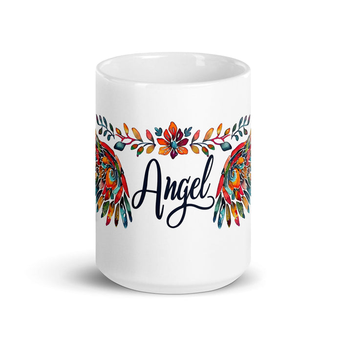 Angel Exclusive Name Art Piece Home Office Work Coffee Mug Mexican Spanish Pride Gift Cup One-Of-A-Kind Calligraphy White Glossy Mug | A4 Mexicada