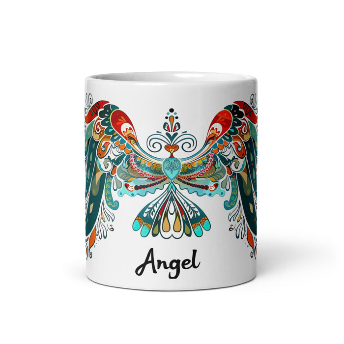 Angel Exclusive Name Art Piece Home Office Work Coffee Mug Mexican Spanish Pride Gift Cup One-Of-A-Kind Calligraphy White Glossy Mug | A6 Mexicada