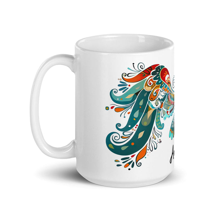 Angel Exclusive Name Art Piece Home Office Work Coffee Mug Mexican Spanish Pride Gift Cup One-Of-A-Kind Calligraphy White Glossy Mug | A6 Mexicada