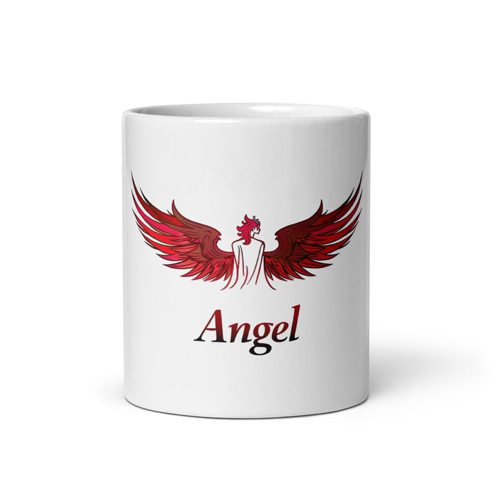 Angel Exclusive Name Art Piece Home Office Work Coffee Mug Mexican Spanish Pride Gift Cup One-Of-A-Kind Calligraphy White Glossy Mug | A7 Mexicada