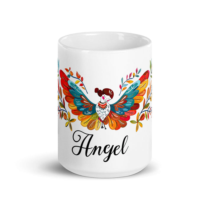 Angel Exclusive Name Art Piece Home Office Work Coffee Mug Mexican Spanish Pride Gift Cup One-Of-A-Kind Calligraphy White Glossy Mug | A8 Mexicada