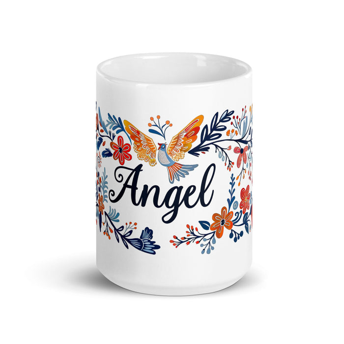 Angel Exclusive Name Art Piece Home Office Work Coffee Mug Mexican Spanish Pride Gift Cup One - Of - A - Kind Calligraphy White Glossy Mug | A9 - Mexicada