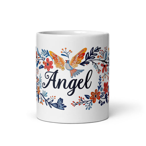 Angel Exclusive Name Art Piece Home Office Work Coffee Mug Mexican Spanish Pride Gift Cup One - Of - A - Kind Calligraphy White Glossy Mug | A9 - Mexicada