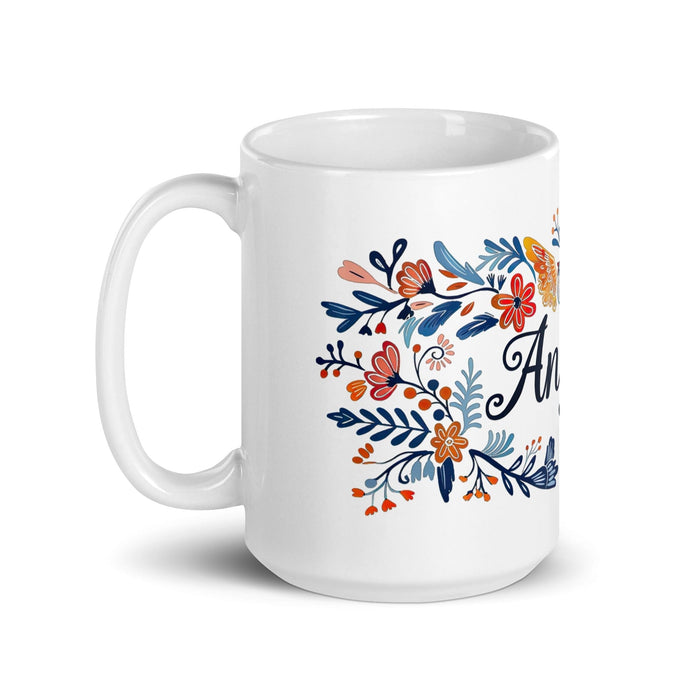 Angel Exclusive Name Art Piece Home Office Work Coffee Mug Mexican Spanish Pride Gift Cup One-Of-A-Kind Calligraphy White Glossy Mug | A9 Mexicada