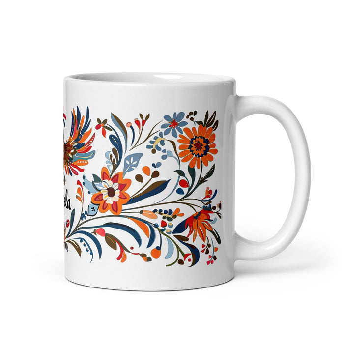 Ángela Exclusive Name Art Piece Home Office Work Coffee Mug Mexican Spanish Pride Gift Cup One-Of-A-Kind Calligraphy White Glossy Mug | Á1 Mexicada 11 oz