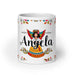 Ángela Exclusive Name Art Piece Home Office Work Coffee Mug Mexican Spanish Pride Gift Cup One - Of - A - Kind Calligraphy White Glossy Mug | Á10 - Mexicada