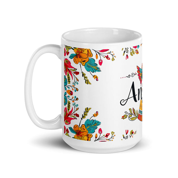 Ángela Exclusive Name Art Piece Home Office Work Coffee Mug Mexican Spanish Pride Gift Cup One - Of - A - Kind Calligraphy White Glossy Mug | Á10 - Mexicada