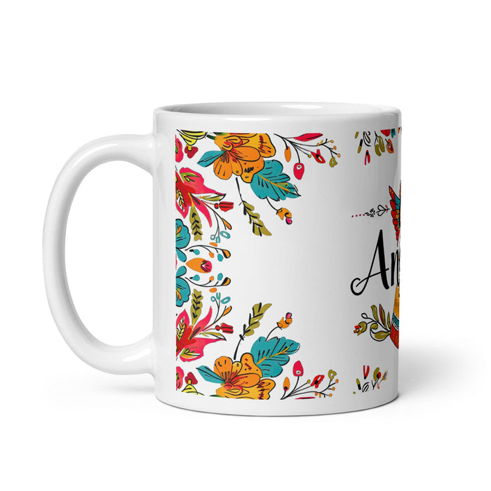 Ángela Exclusive Name Art Piece Home Office Work Coffee Mug Mexican Spanish Pride Gift Cup One - Of - A - Kind Calligraphy White Glossy Mug | Á10 - Mexicada