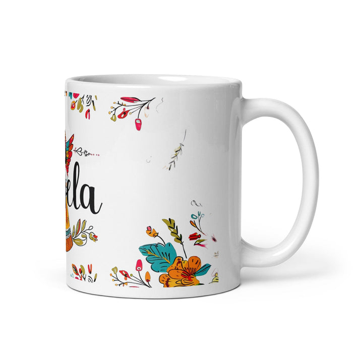 Ángela Exclusive Name Art Piece Home Office Work Coffee Mug Mexican Spanish Pride Gift Cup One-Of-A-Kind Calligraphy White Glossy Mug | Á10 Mexicada 11 oz