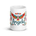 Angela Exclusive Name Art Piece Home Office Work Coffee Mug Mexican Spanish Pride Gift Cup One - Of - A - Kind Calligraphy White Glossy Mug | A13 - Mexicada