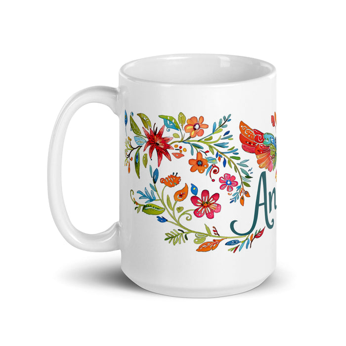 Angela Exclusive Name Art Piece Home Office Work Coffee Mug Mexican Spanish Pride Gift Cup One - Of - A - Kind Calligraphy White Glossy Mug | A13 - Mexicada