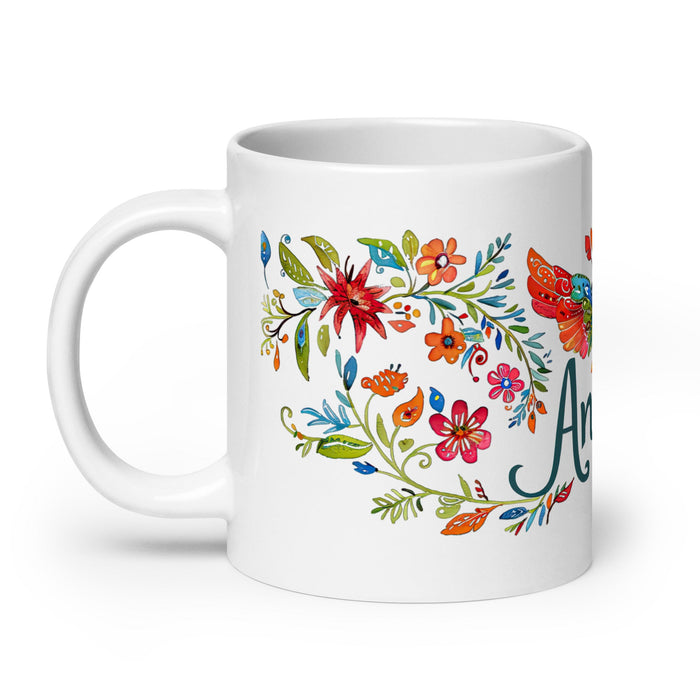 Angela Exclusive Name Art Piece Home Office Work Coffee Mug Mexican Spanish Pride Gift Cup One - Of - A - Kind Calligraphy White Glossy Mug | A13 - Mexicada