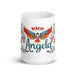 Angela Exclusive Name Art Piece Home Office Work Coffee Mug Mexican Spanish Pride Gift Cup One-Of-A-Kind Calligraphy White Glossy Mug | A13 Mexicada