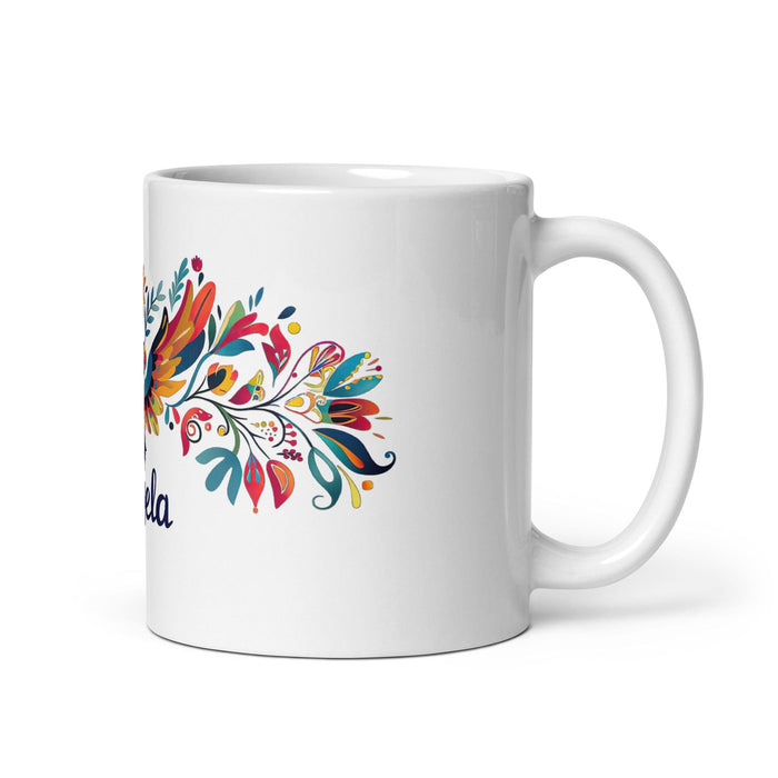 Ángela Exclusive Name Art Piece Home Office Work Coffee Mug Mexican Spanish Pride Gift Cup One-Of-A-Kind Calligraphy White Glossy Mug | Á14 Mexicada 11 oz