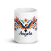 Ángela Exclusive Name Art Piece Home Office Work Coffee Mug Mexican Spanish Pride Gift Cup One-Of-A-Kind Calligraphy White Glossy Mug | Á14 Mexicada