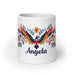 Ángela Exclusive Name Art Piece Home Office Work Coffee Mug Mexican Spanish Pride Gift Cup One-Of-A-Kind Calligraphy White Glossy Mug | Á14 Mexicada