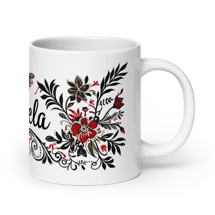 Ángela Exclusive Name Art Piece Home Office Work Coffee Mug Mexican Spanish Pride Gift Cup One - Of - A - Kind Calligraphy White Glossy Mug | Á15 - Mexicada