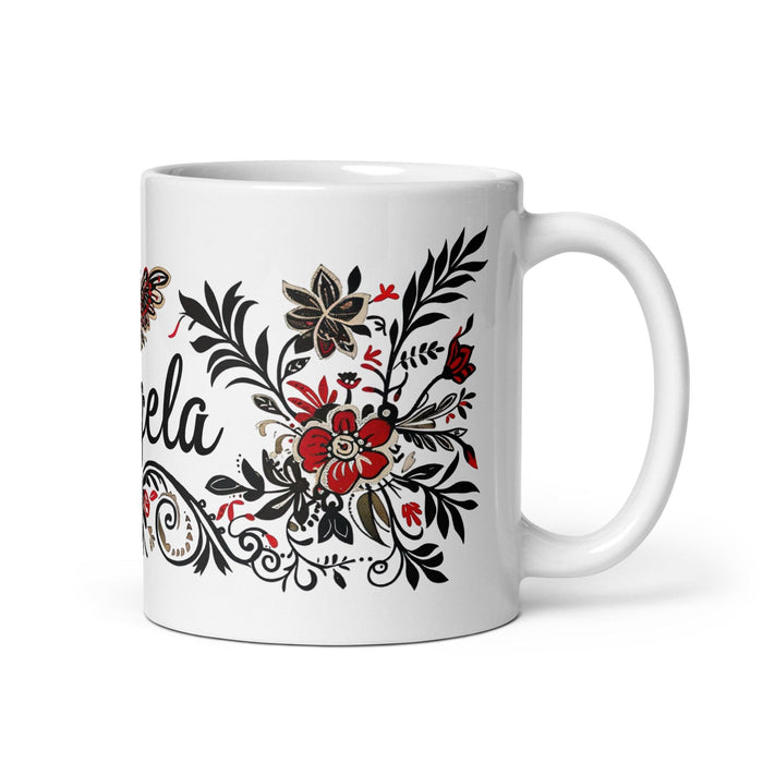 Ángela Exclusive Name Art Piece Home Office Work Coffee Mug Mexican Spanish Pride Gift Cup One-Of-A-Kind Calligraphy White Glossy Mug | Á15 Mexicada 11 oz