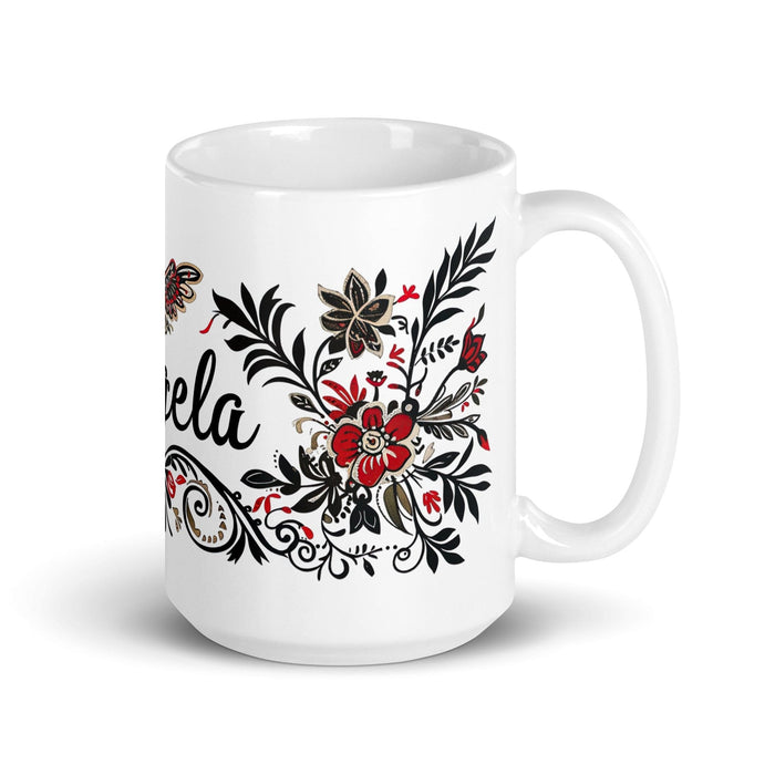 Ángela Exclusive Name Art Piece Home Office Work Coffee Mug Mexican Spanish Pride Gift Cup One-Of-A-Kind Calligraphy White Glossy Mug | Á15 Mexicada 15 oz